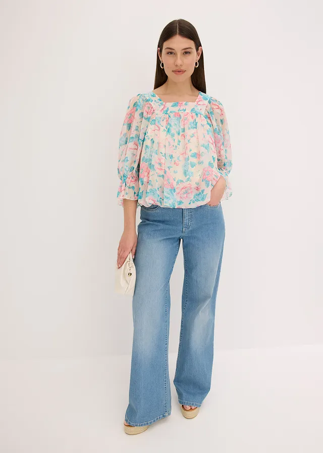 Blouse met ballonzoom • beige gebloemd • product-page.page-title-suffix