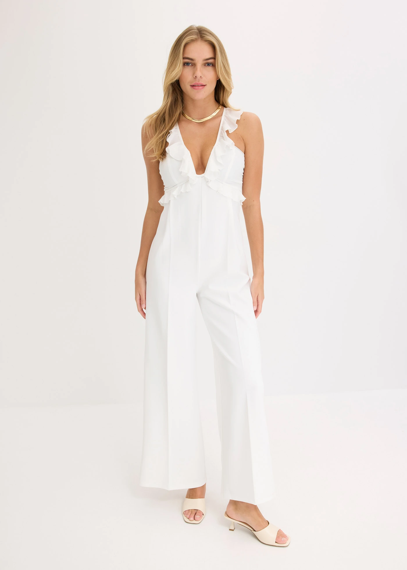 Jumpsuit van chiffon • wolwit • bonprix online shop