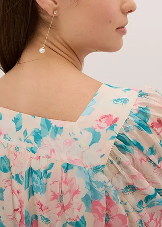 Maxi jurk van chiffon • beige gebloemd • bonprix online shop