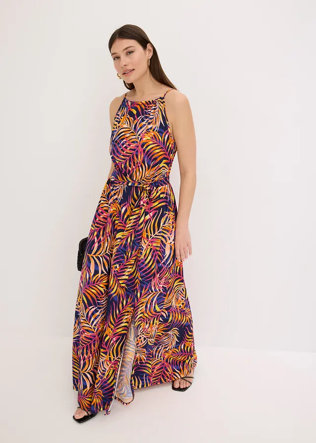 Robe imprimée en jersey, Couleur: bleu floral
