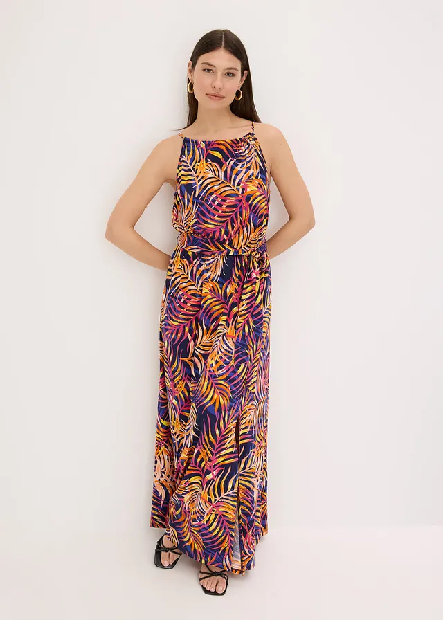Robe imprimée en jersey, Couleur: bleu floral