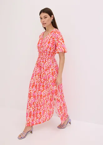 Robe longue, Couleur: rose vif imprimé