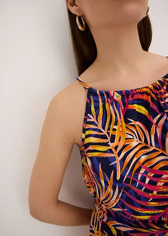 Potištěné žerzejové šaty • modrá s květy • bonprix obchod