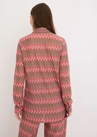 Dlouhá halenka s háčkovaným vzhledem • pink se vzorem • bonprix obchod