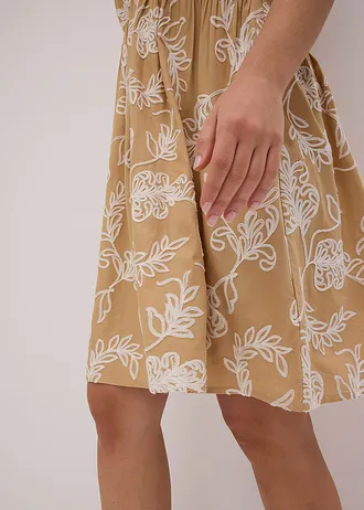 Tunika ruha hímzéssel, kellemesen puha viszkózból • bézs/virágmintás • bonprix áruház