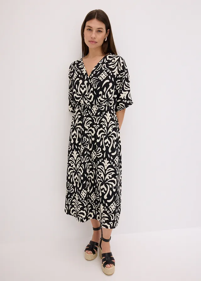 Robe en jersey, Couleur: noir / blanc