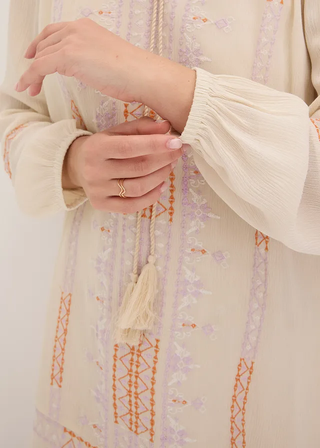 Robe courte • écru imprimé • product-page.page-title-suffix