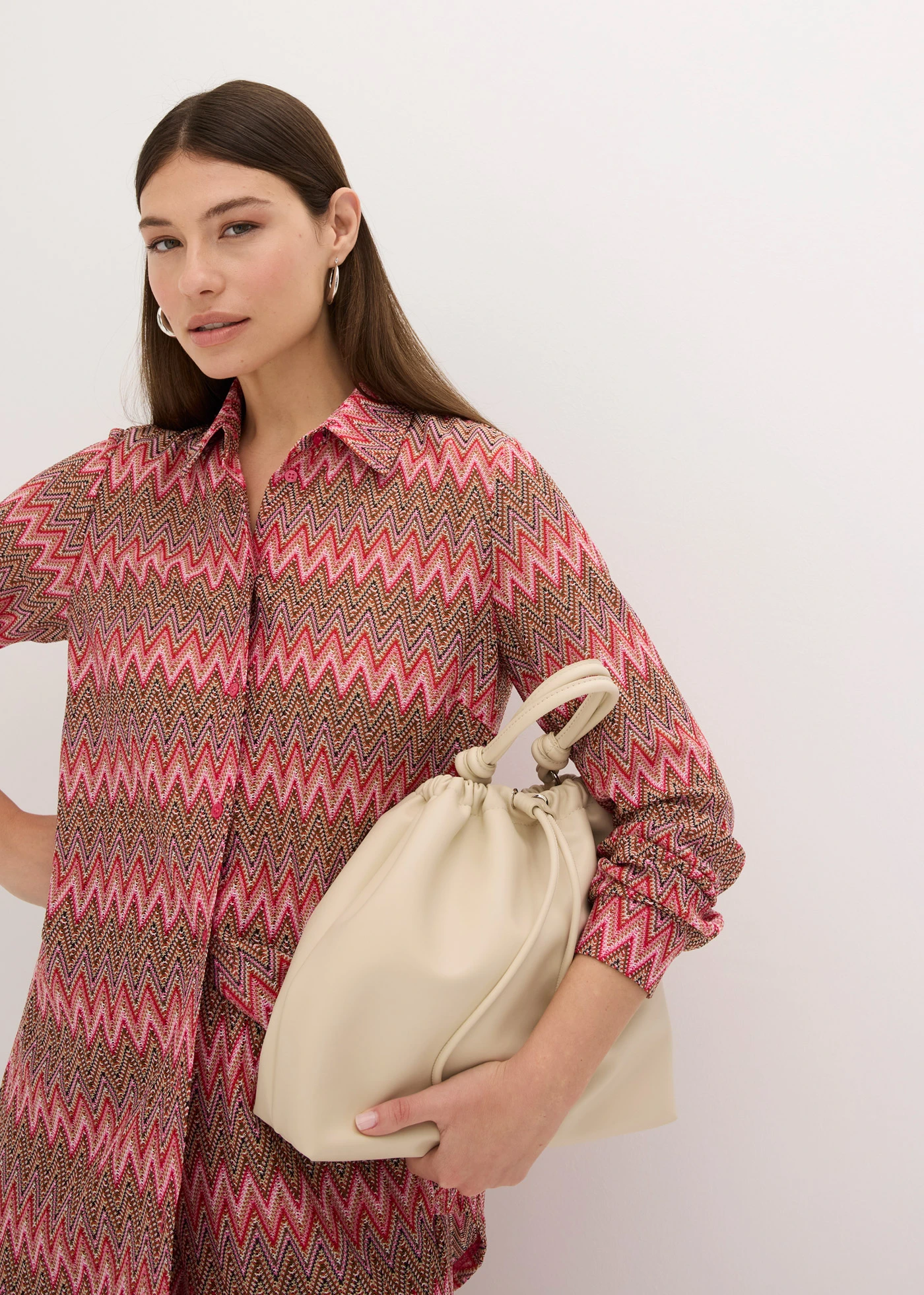 Dlouhá halenka s háčkovaným vzhledem • pink se vzorem • bonprix obchod