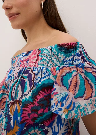 Carmen blouse van een lichte viscosemix • blauw gedessineerd • bonprix online shop