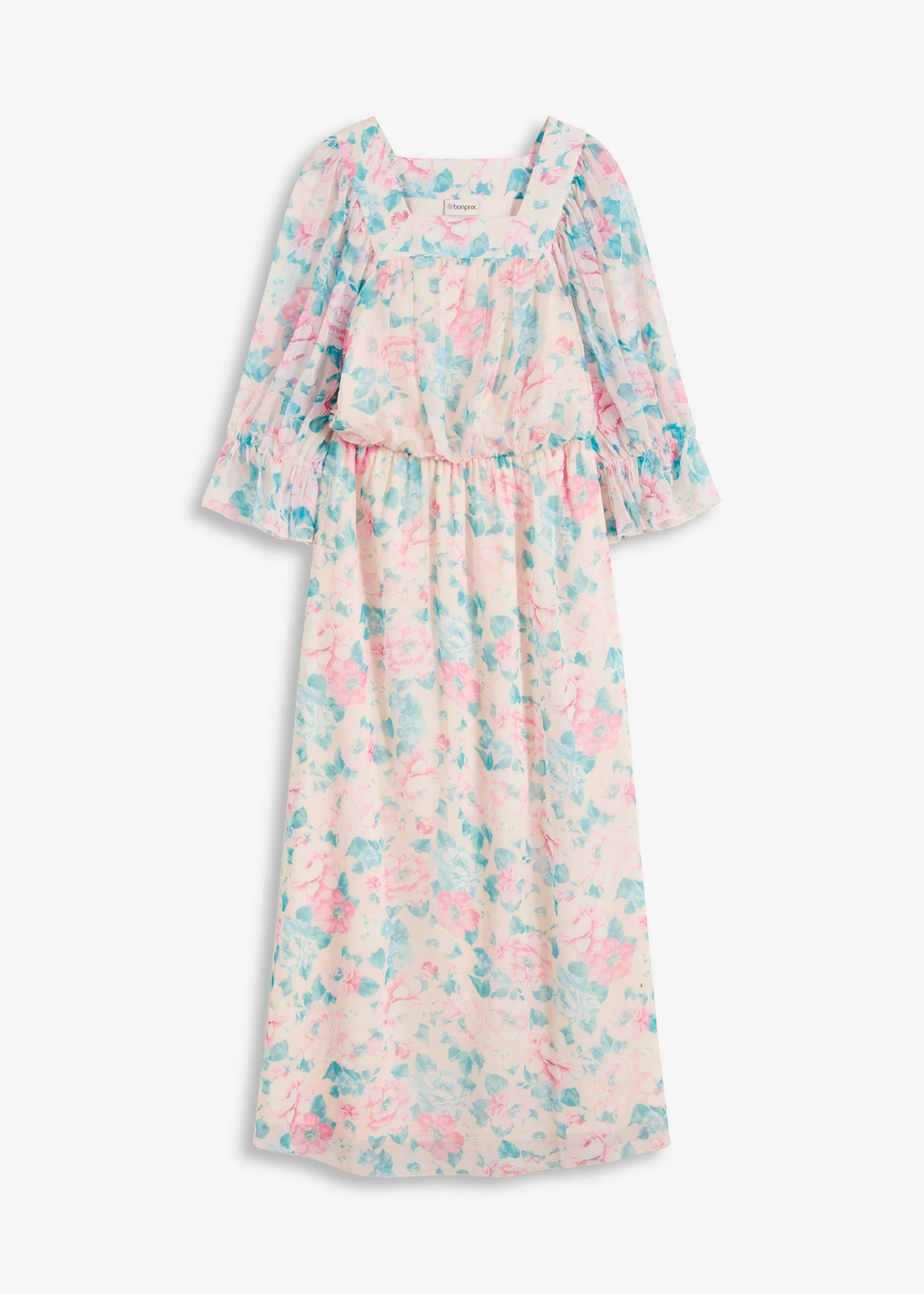 Maxi jurk van chiffon • beige gebloemd • bonprix online shop