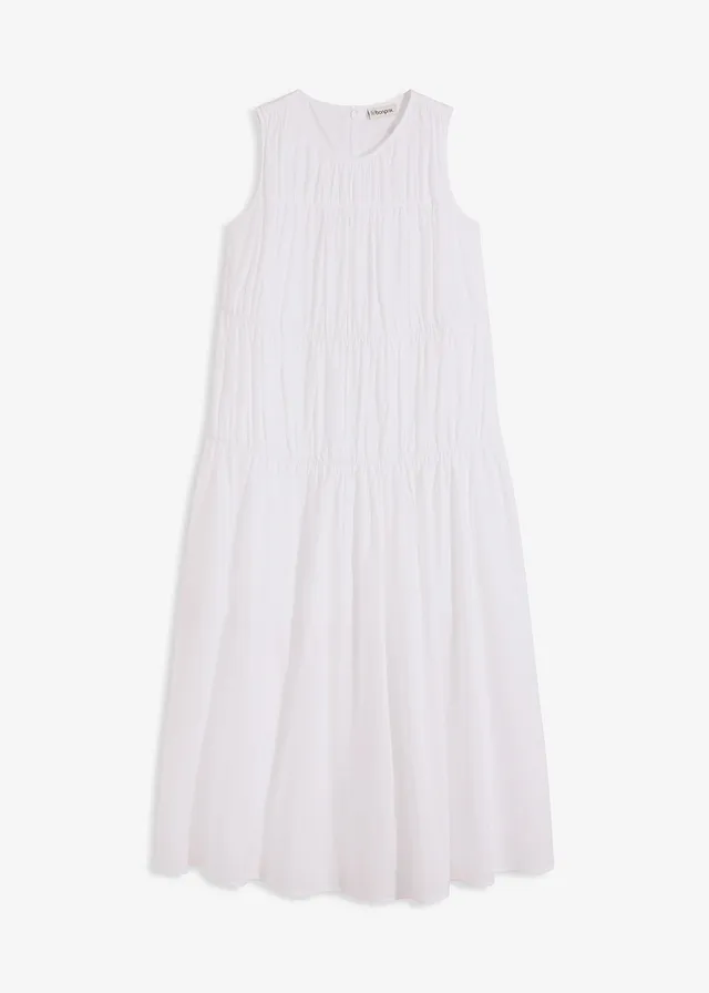 Maxi šaty s riasením z bavlny