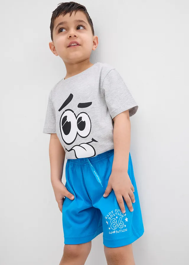 Lot de 2 bermudas jersey 100% coton • bleu foncé + bleu pacifique imprimé • product-page.page-title-suffix