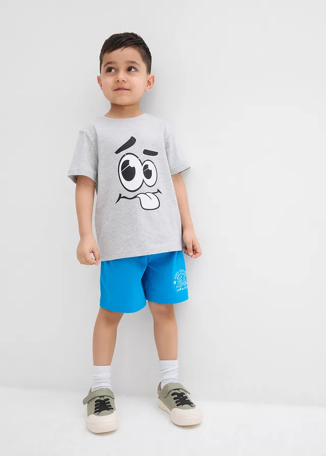 Lot de 2 bermudas jersey 100% coton • bleu foncé + bleu pacifique imprimé • product-page.page-title-suffix