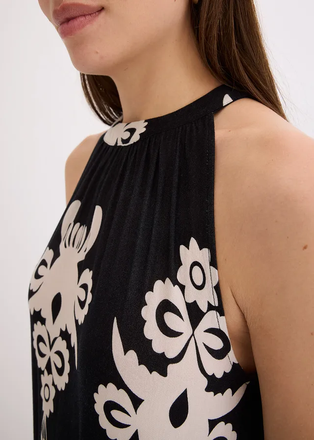 Robe douce en jersey viscose • noir/crème imprimé • product-page.page-title-suffix