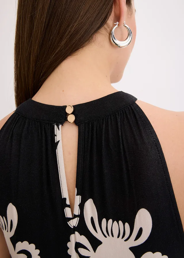 Robe douce en jersey viscose • noir/crème imprimé • product-page.page-title-suffix