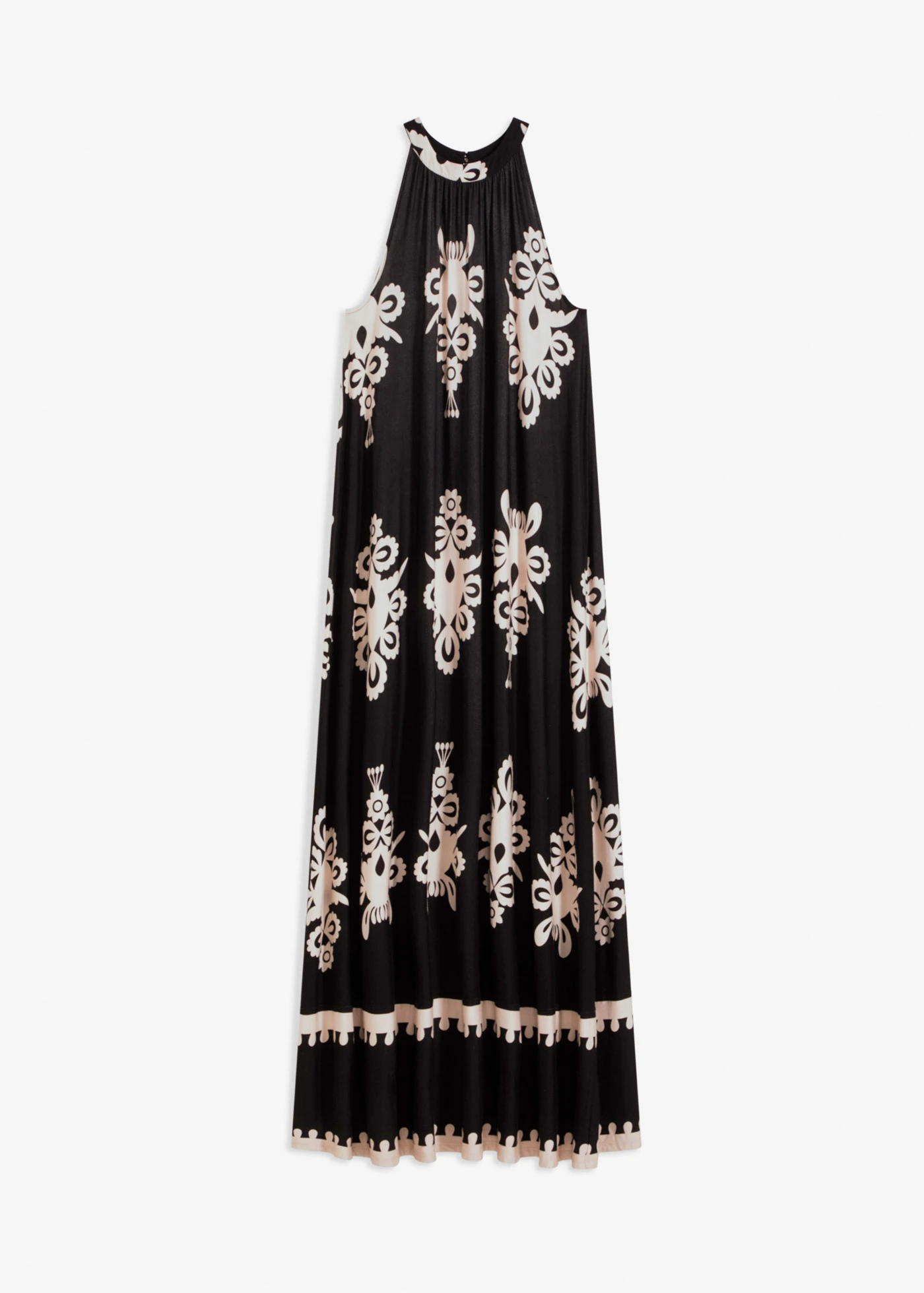 Rochie din jerse din amestec moale cu viscoză • negru/crem cu imprimeu • magazin bonprix