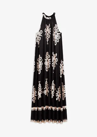 Jersey jurk in een zachte visocemix • zwart/crème • bonprix online shop