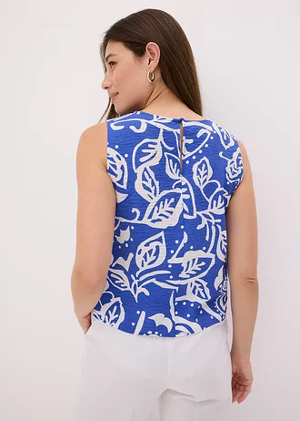 Halenkový top s potiskem • modro-bílá s květy • bonprix obchod