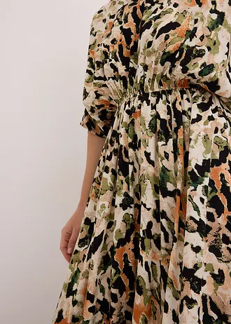 Maxi šaty ze splývavé viskózy s flitry • pískovo-černo-khaki s leopardím potiskem • bonprix obchod