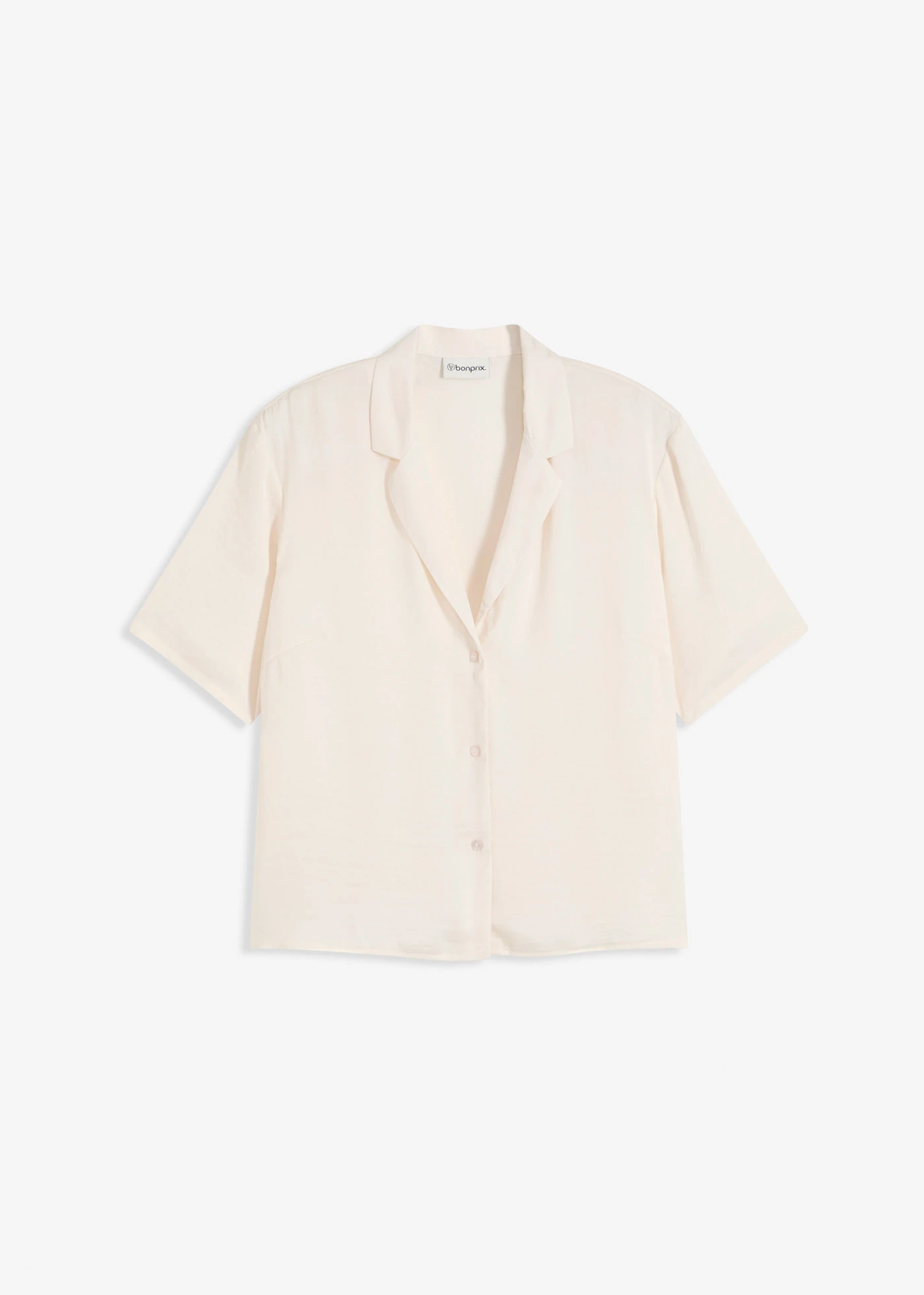 Blouse met reverskraag van satijn • natuurbeige • bonprix online shop