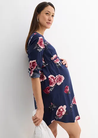 Těhotenská/kojicí dlouhá halenka • tmavě modrá s květy • bonprix obchod