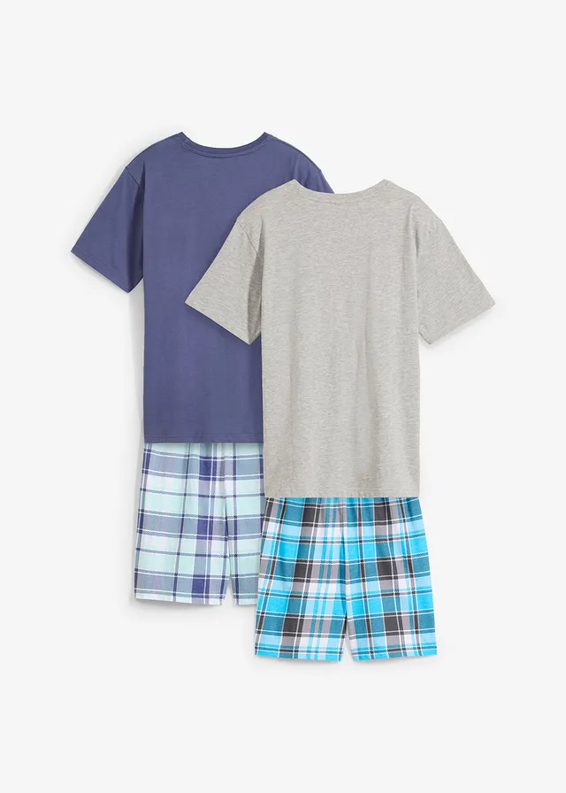 Pijama cu pantaloni scurți cu bumbac organic moale (set/4 piese)
