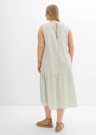 Midi šaty s áčkovou linií, barva: drahokamově zelená s proužky