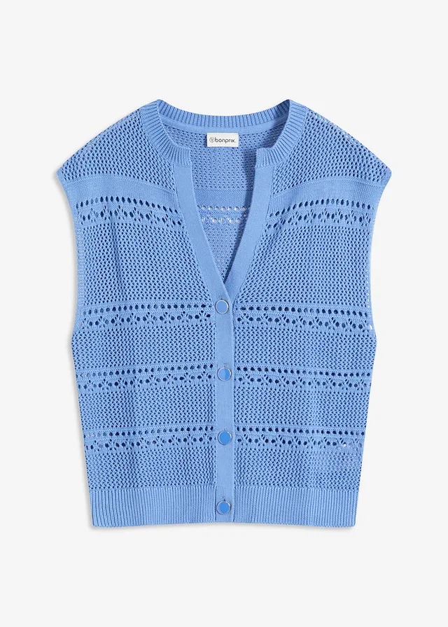 Jachetă din tricot cu model ajurat cu mânecă scurtă