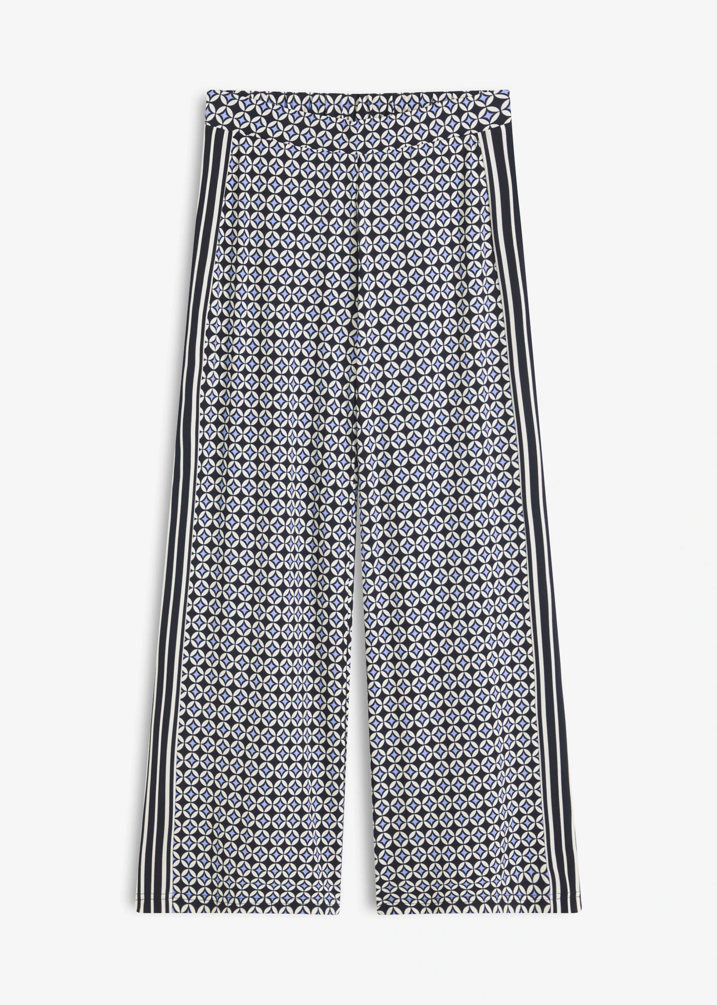 Pantaloni din jerse cu design minimalist • bleumarin/bej natur/albastru mediu cu imprimeu grafic • magazin bonprix