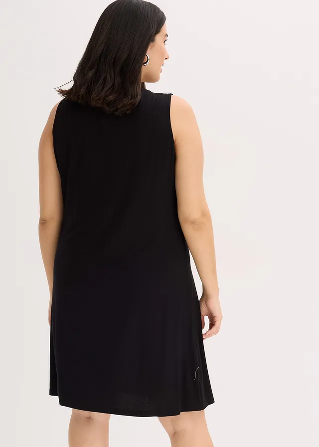 Robe en jersey à col lavallière, Couleur: noir