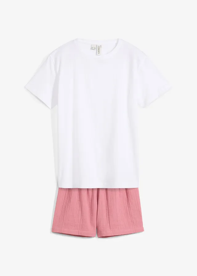 Pijama cu pantaloni scurți din muselină (set/2 piese)