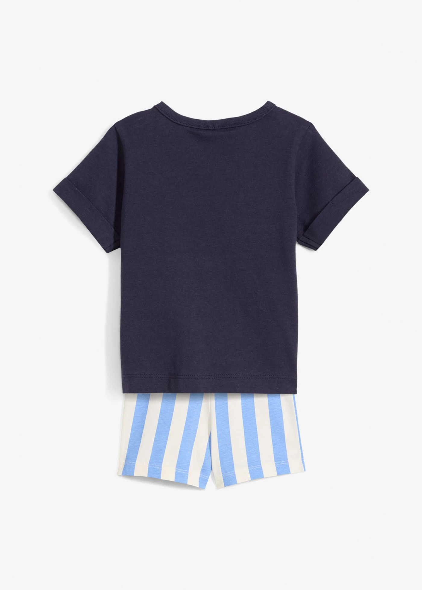 Tričko a kraťasy z čisté organické bavlny (2dílná souprava) • tmavě modrá s potiskem + střední modrá + béžová s proužky • bonprix obchod