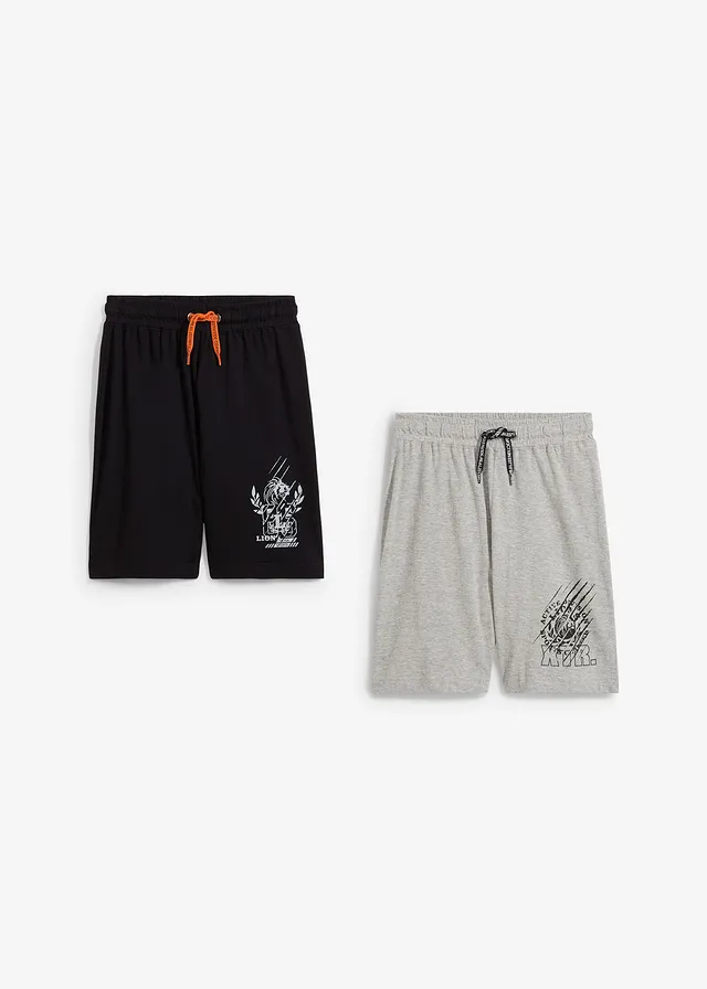 Lot de 2 bermudas en jersey coton • noir+gris clair chiné • product-page.page-title-suffix