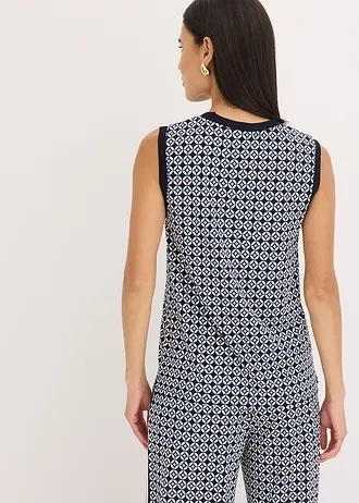 Top met een minimalistisch design • donkerblauw-middenblauw-natuurbeige gedessineerd • bonprix online shop