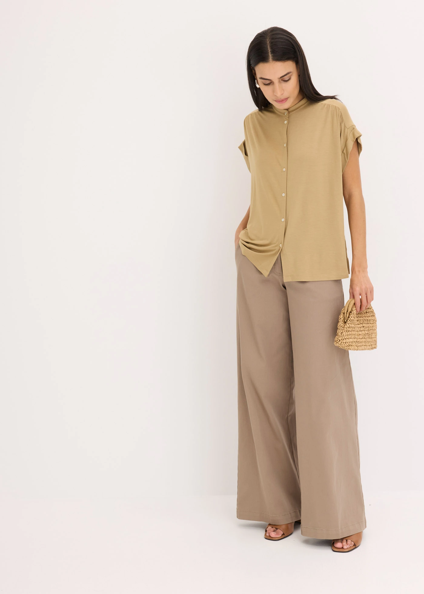 Blouse van zacht viscose • kakibruin • bonprix online shop