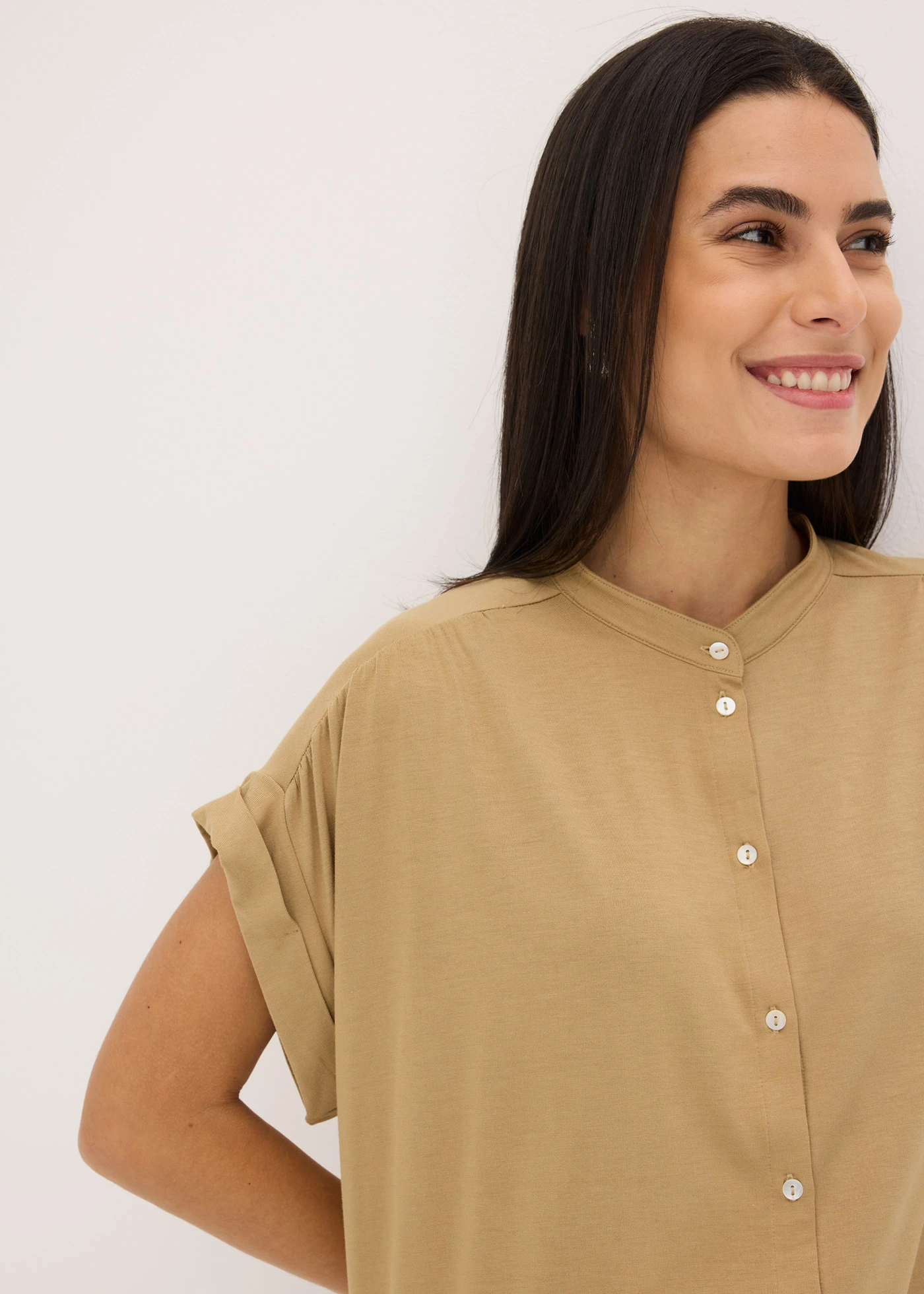 Blouse van zacht viscose • kakibruin • bonprix online shop