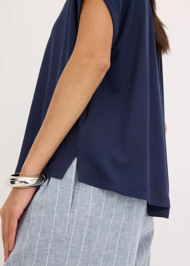 Chemisier doux en jersey viscose • bleu foncé • product-page.page-title-suffix