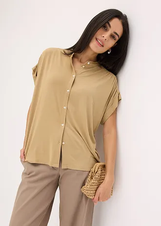 Blouse van zacht viscose • kakibruin • bonprix online shop
