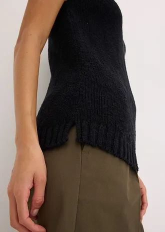 Pletený top z bavlny, s nopkovou strukturou • černá • bonprix obchod