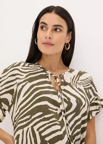 Volnější tunika z viskózy • přírodní-tmavě olivová se zebřím potiskem • bonprix obchod