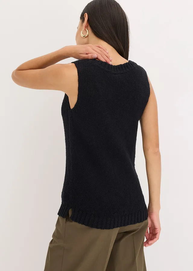 Gebreide top van katoen • zwart • product-page.page-title-suffix