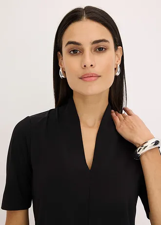 T-shirt à col calice • noir • Boutique bonprix