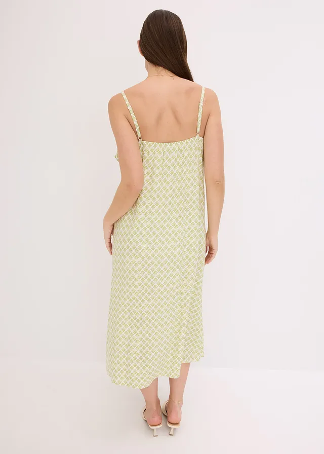 Midi jurk met ruches • mat pistache gedessineerd • product-page.page-title-suffix