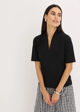 T-shirt à col calice • noir • Boutique bonprix