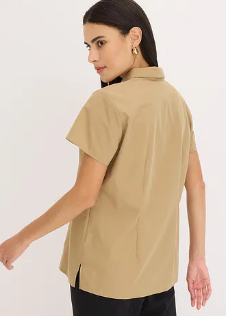 Halenka s krátkým rukávem, z popelínu • khaki hnědá • bonprix obchod