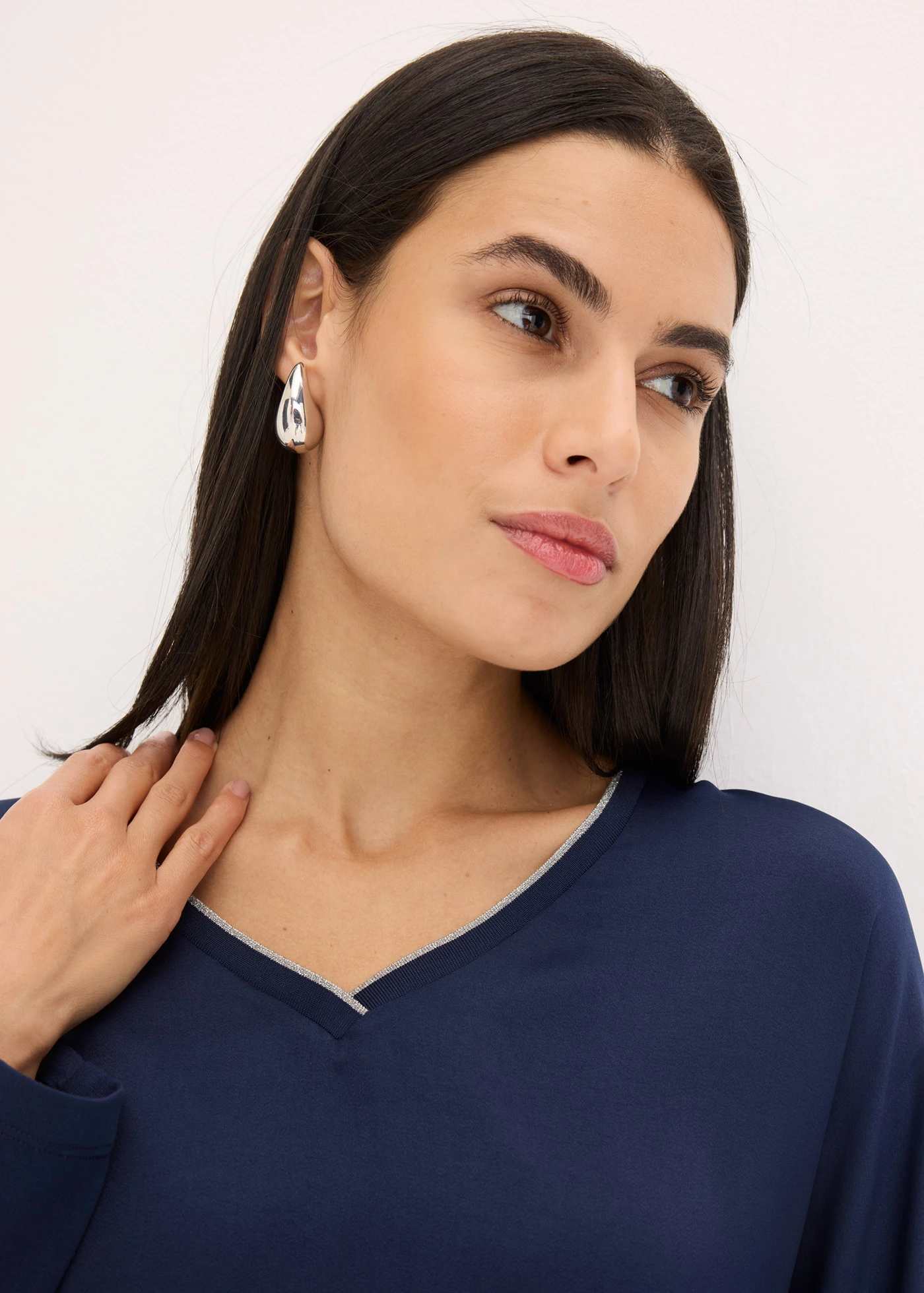 Shirt met vleermuismouwen • donkerblauw-metallic zilver • bonprix online shop