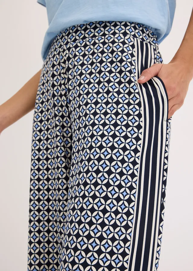 Pantalon en jersey au motif minimaliste • bleu foncé/beige naturel/bleu moyen graphique • product-page.page-title-suffix