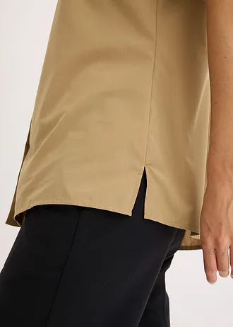 Halenka s krátkým rukávem, z popelínu • khaki hnědá • bonprix obchod