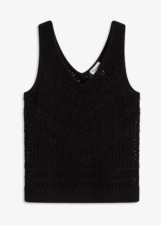 Ajour top • zwart • bonprix online shop