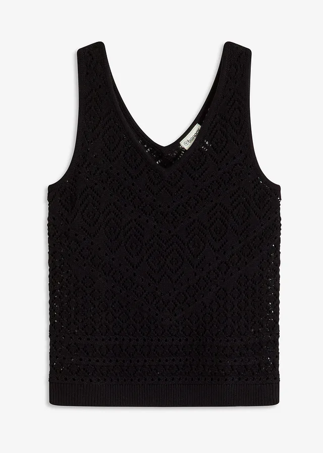 Ajour top • zwart • bonprix online shop